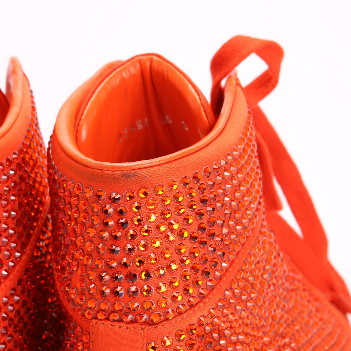 Gucci Satin Crystal High Top Sneakers Size 40 Orange