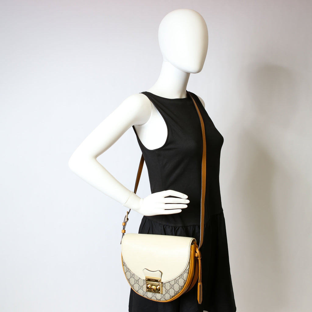 Gucci 644524 Padlock GG Supreme Small Messenger Cream/Yellow
