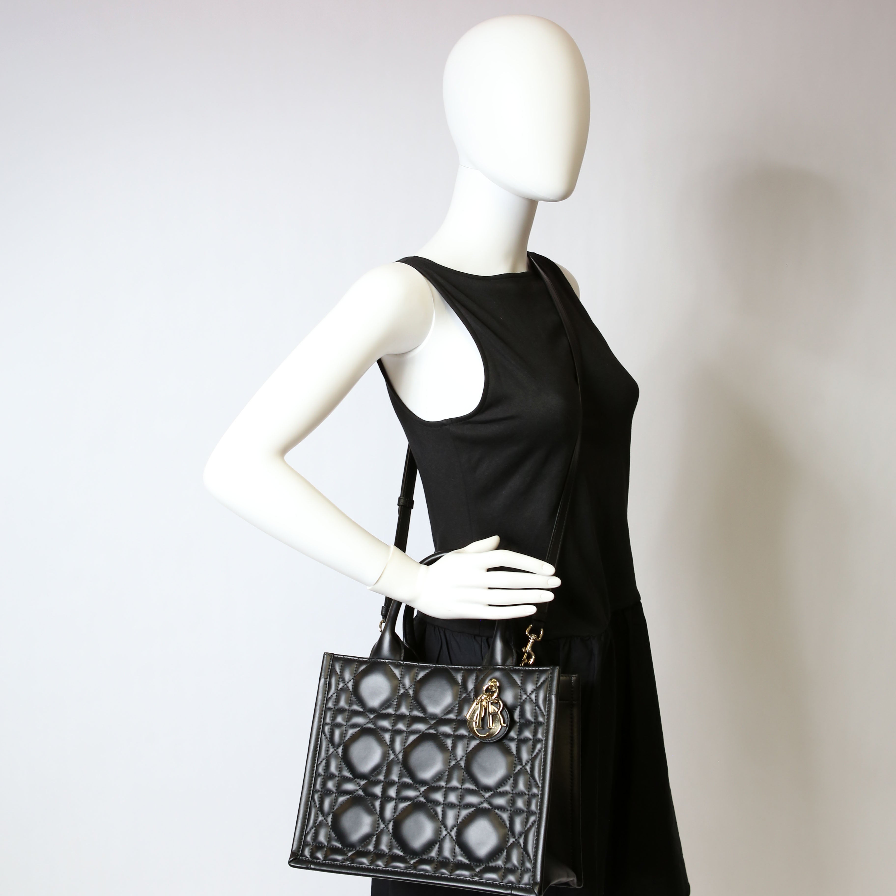 Christian Dior Book Tote Small Lambskin Cannage Black