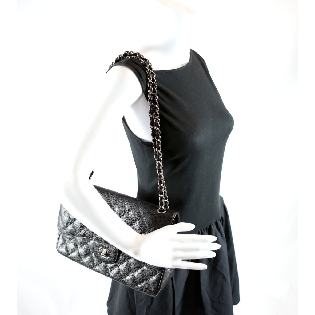 Chanel Classic Flap Jumbo Caviar 14-16M Black