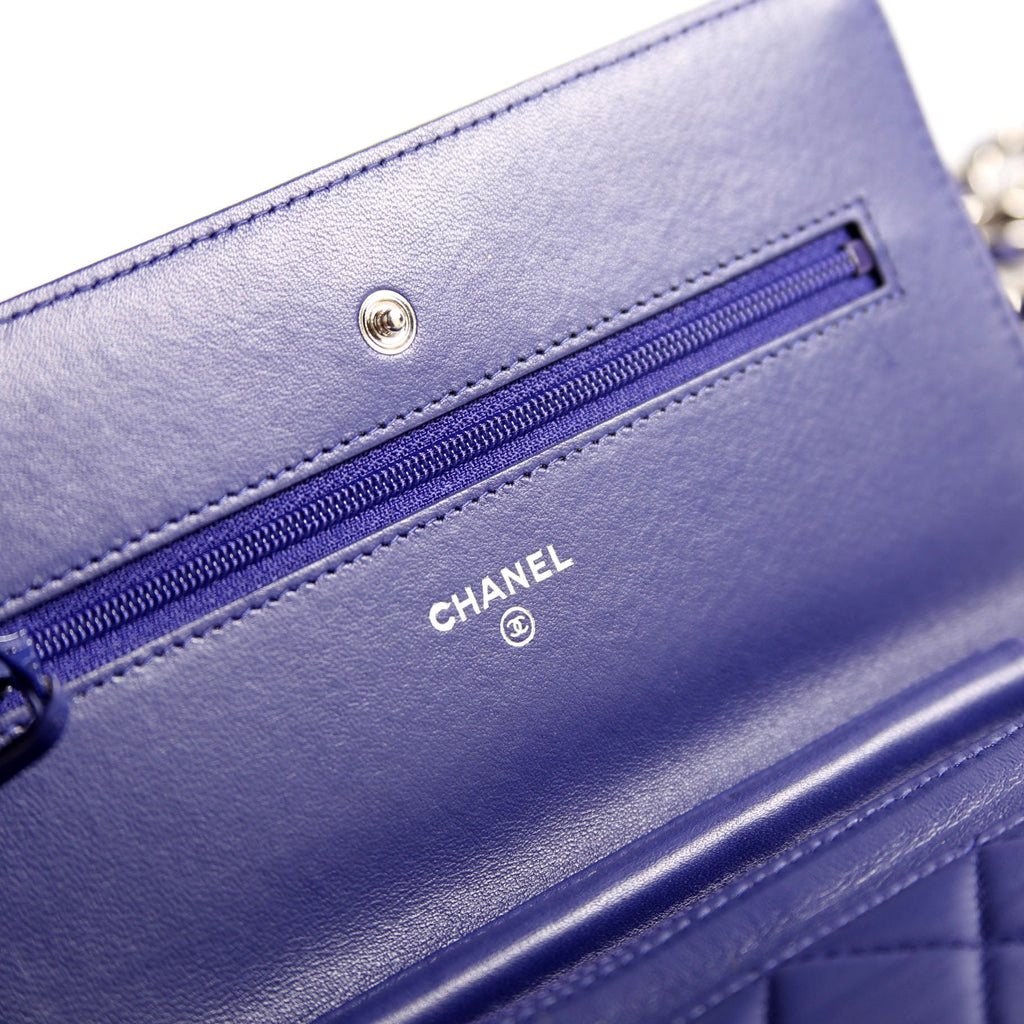 Chanel Wallet On Chain Quilted Lambskin Blue