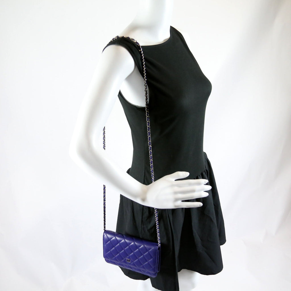 Chanel Wallet On Chain Quilted Lambskin Blue