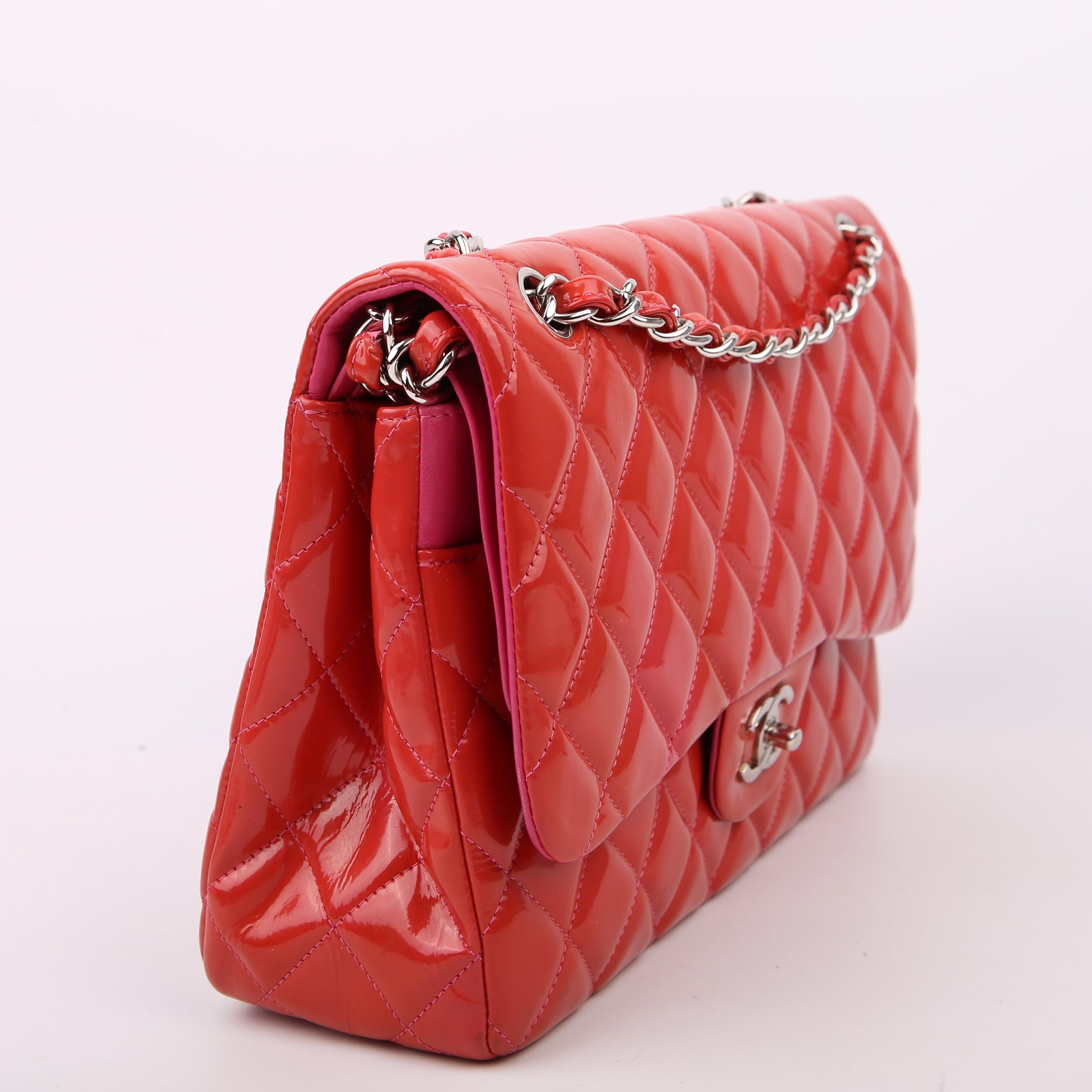 Chanel Classic Flap Jumbo Patent Red/Pink