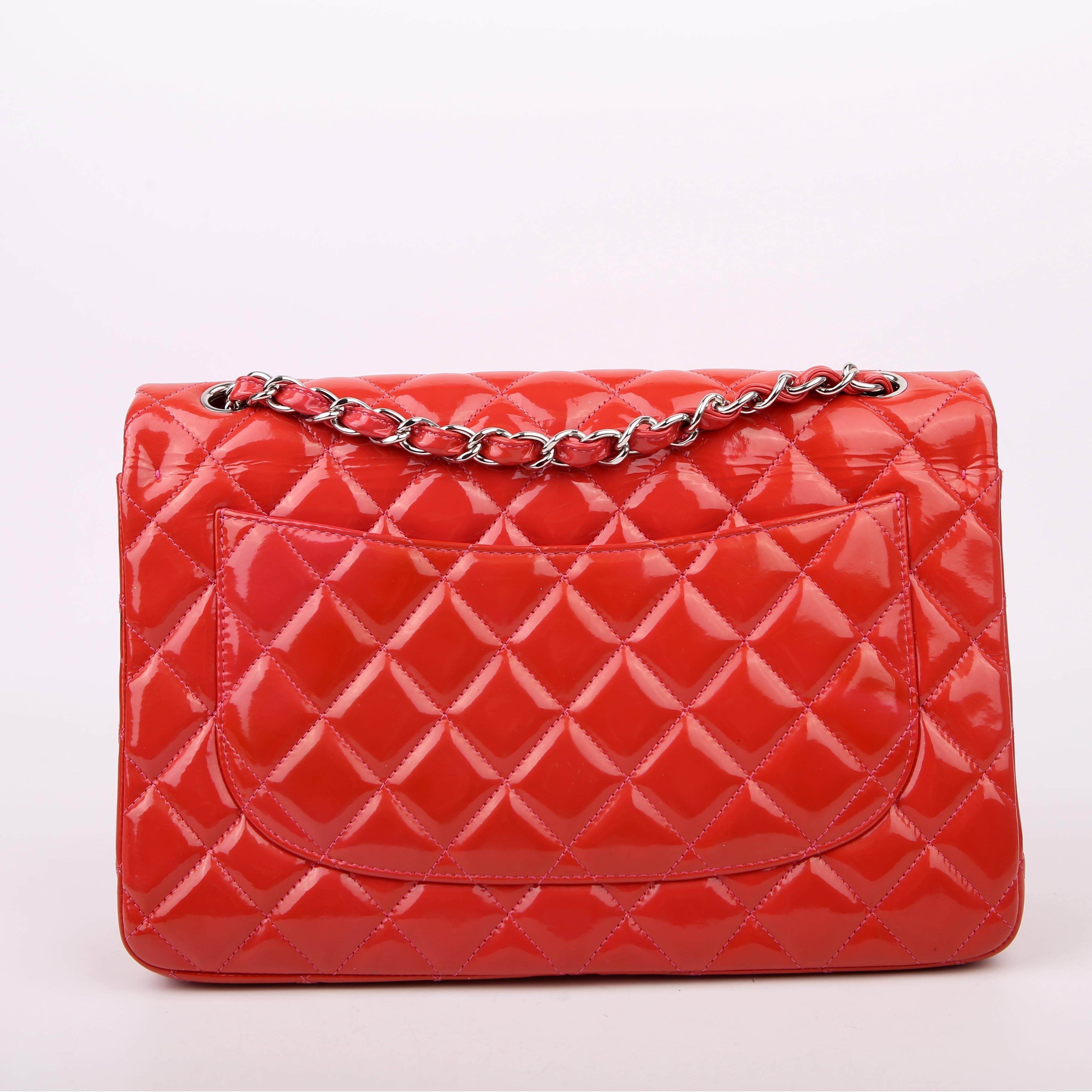 Chanel Classic Flap Jumbo Patent Red/Pink