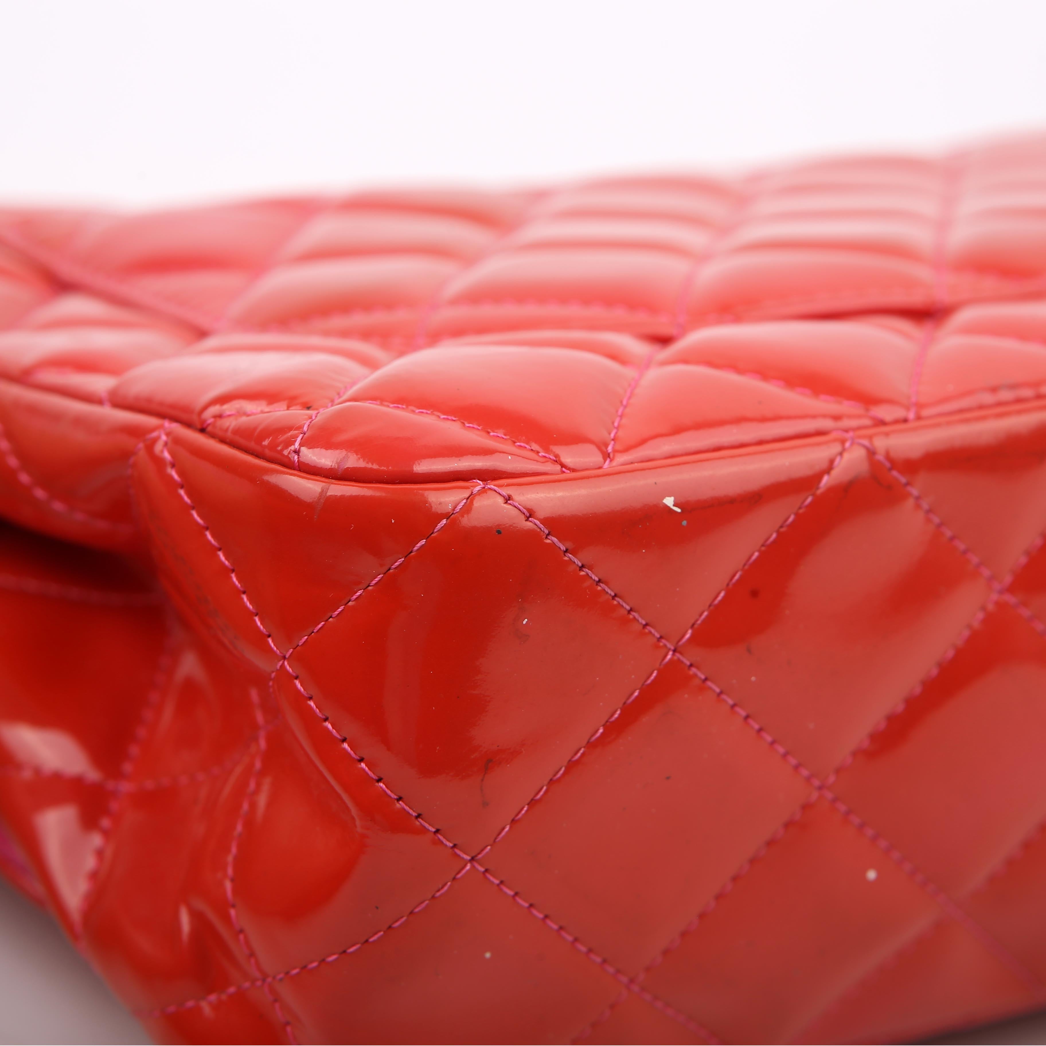 Chanel Classic Flap Jumbo Patent Red/Pink