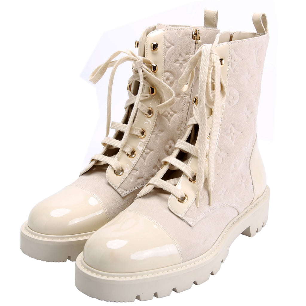 Louis Vuitton Territory Flat Ranger Boots Suede/Patent Size 41