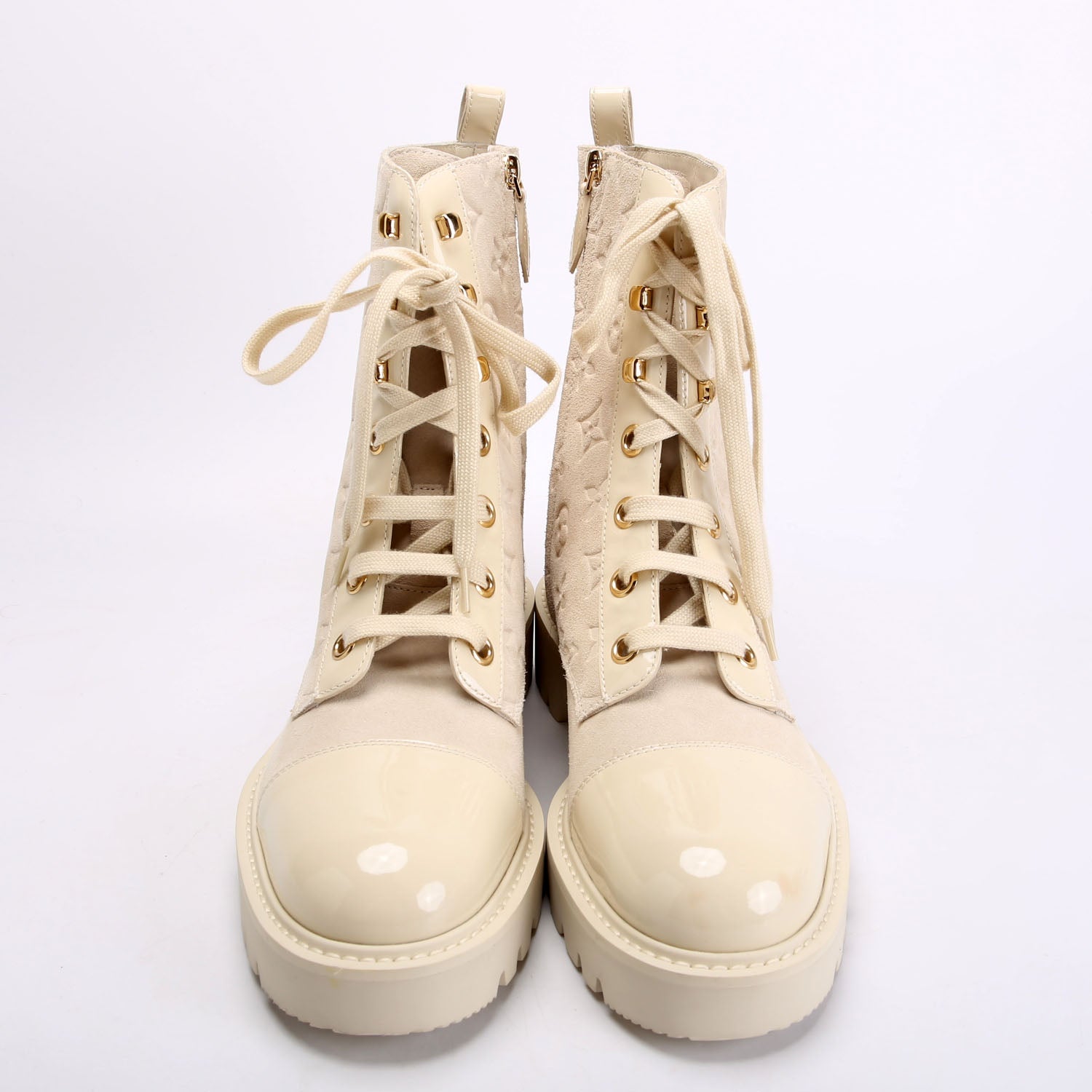 Louis Vuitton Territory Flat Ranger Boots Suede/Patent Size 41