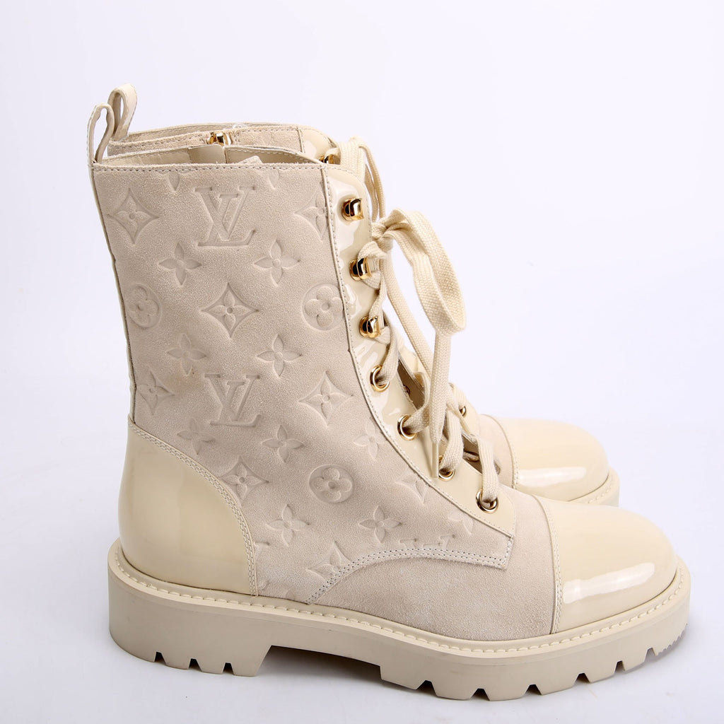 Louis Vuitton Territory Flat Ranger Boots Suede/Patent Size 41