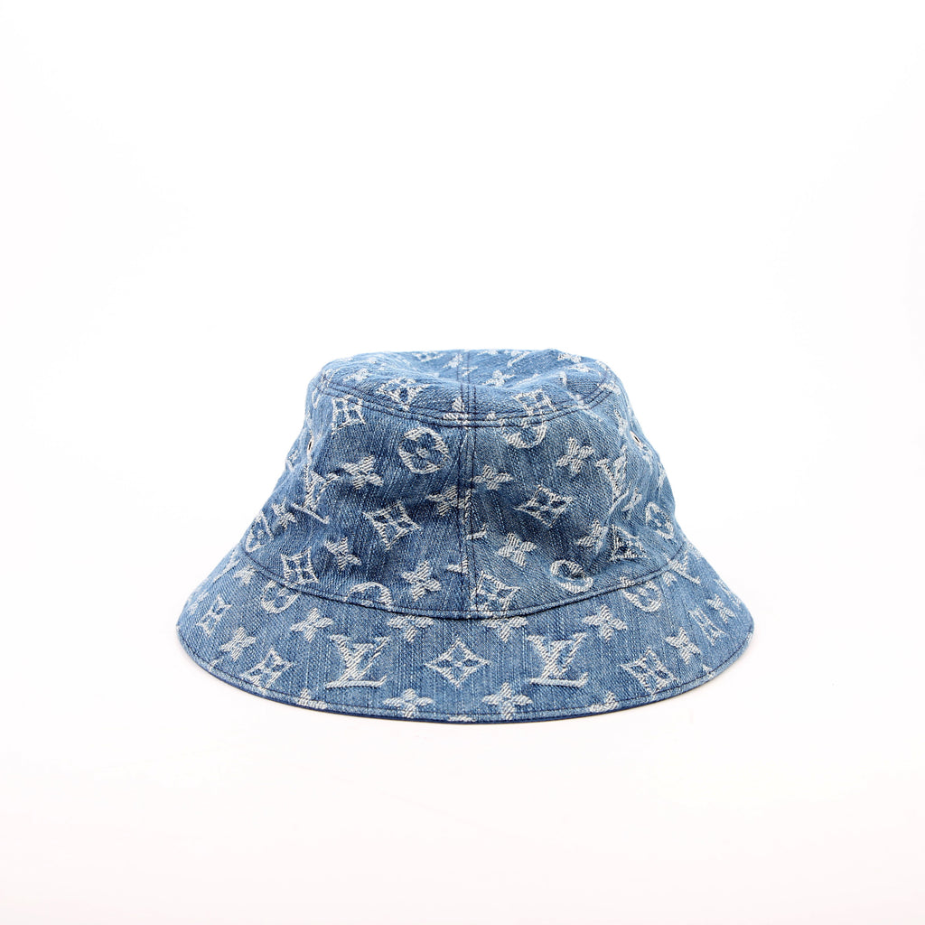 Louis Vuitton Denim Monogram Bucket Hat Medium Blue