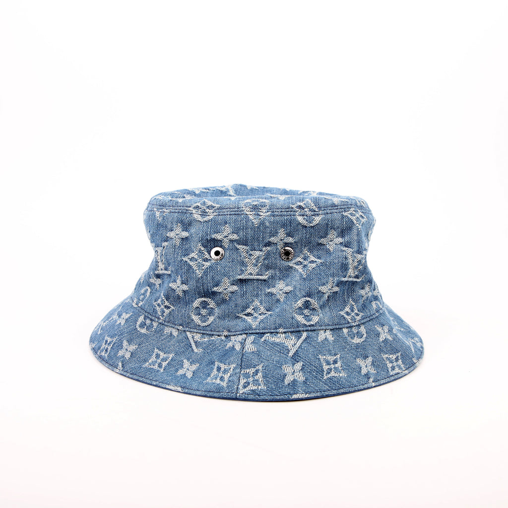 Louis Vuitton Denim Monogram Bucket Hat Medium Blue