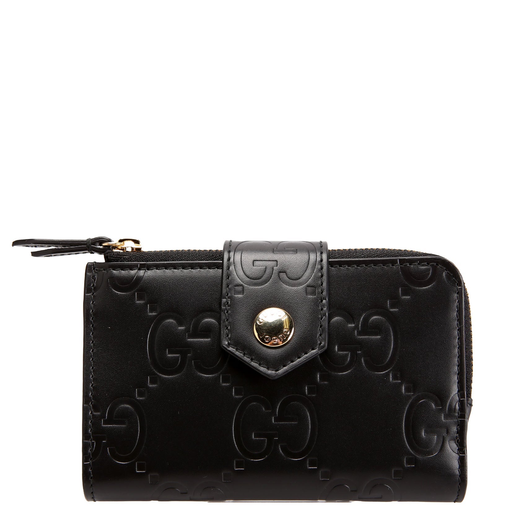 Gucci 790131 Jumbo GG Leather Medium Bifold Wallet Black