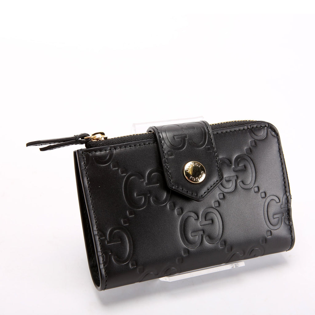 Gucci 790131 Jumbo GG Leather Medium Bifold Wallet Black