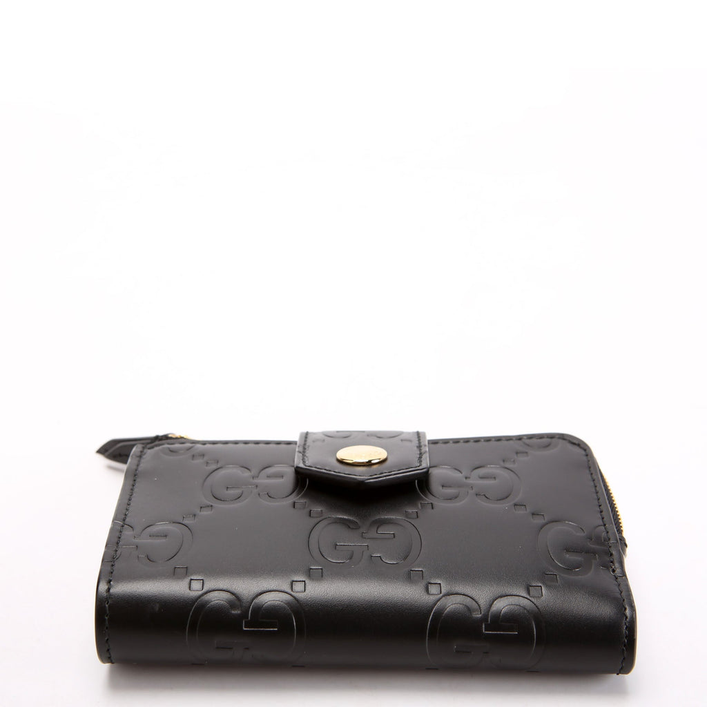 Gucci 790131 Jumbo GG Leather Medium Bifold Wallet Black
