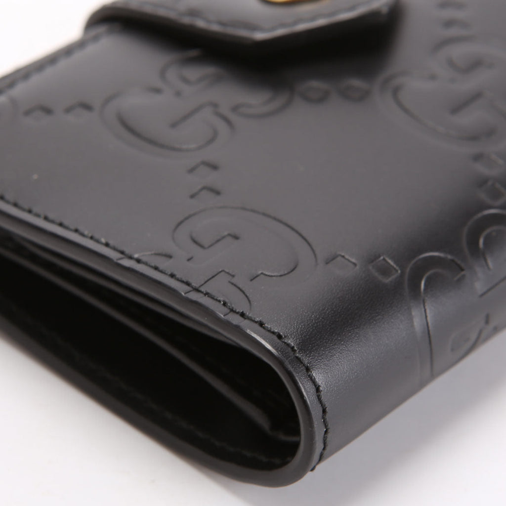 Gucci 790131 Jumbo GG Leather Medium Bifold Wallet Black
