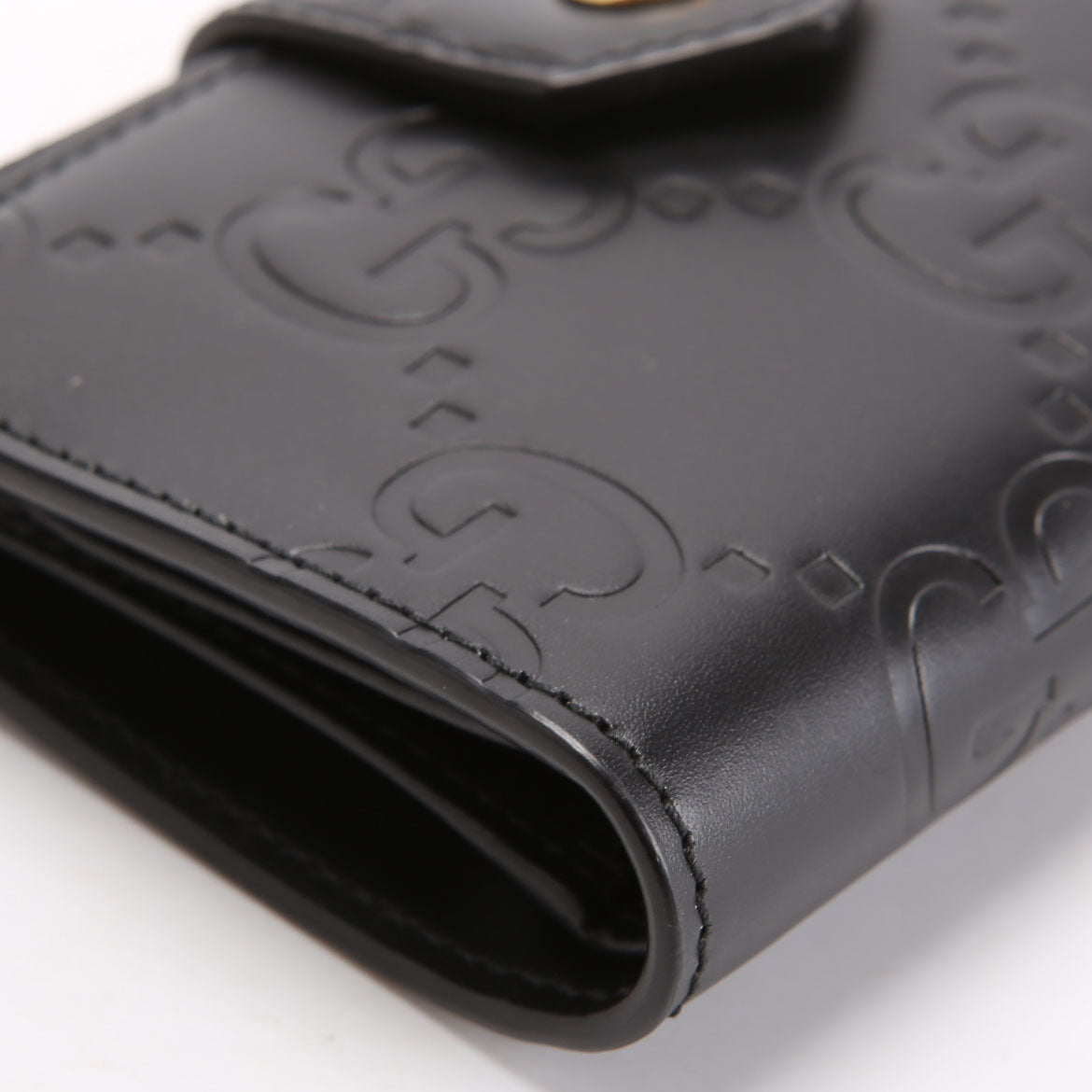 Gucci 790131 Jumbo GG Leather Medium Bifold Wallet Black