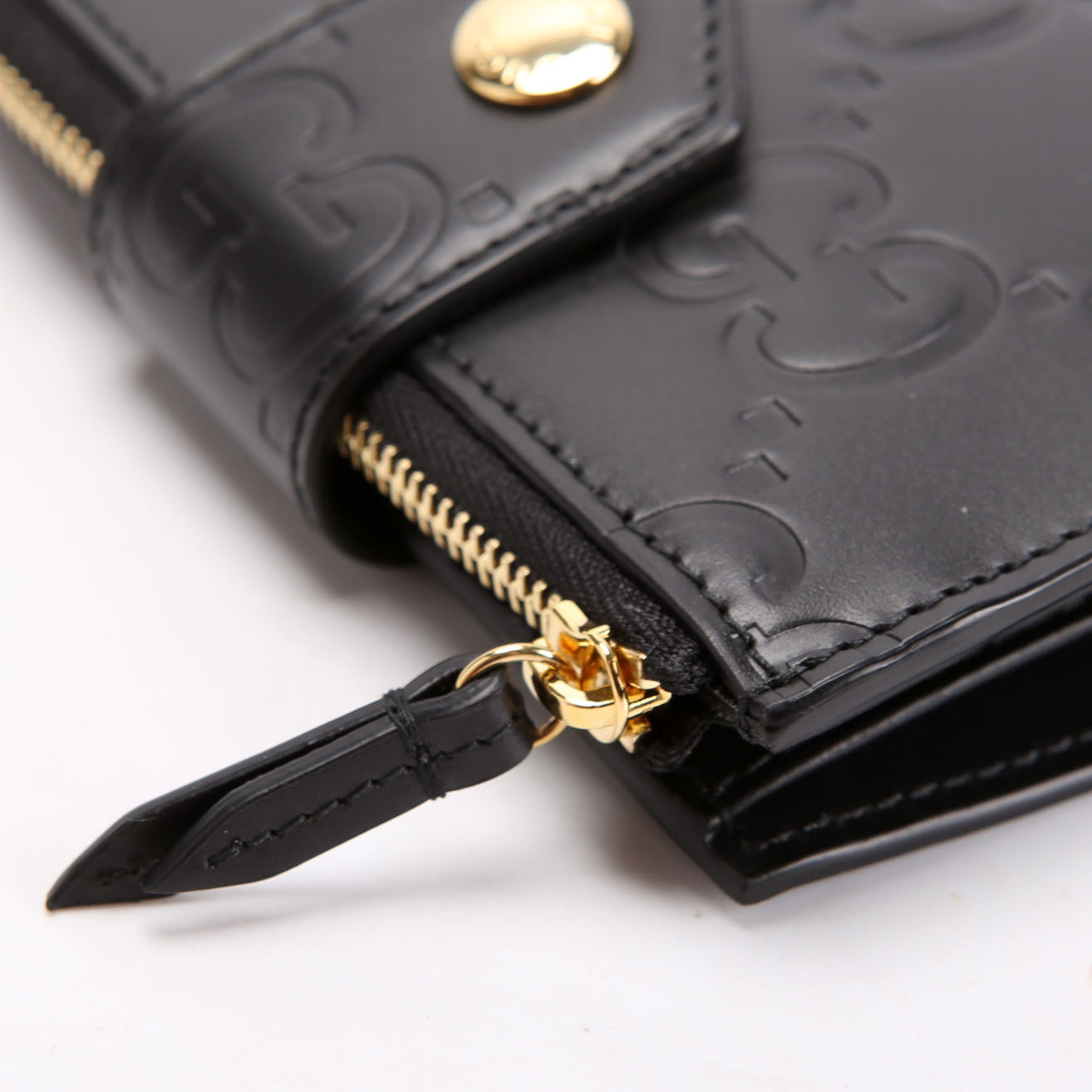 Gucci 790131 Jumbo GG Leather Medium Bifold Wallet Black