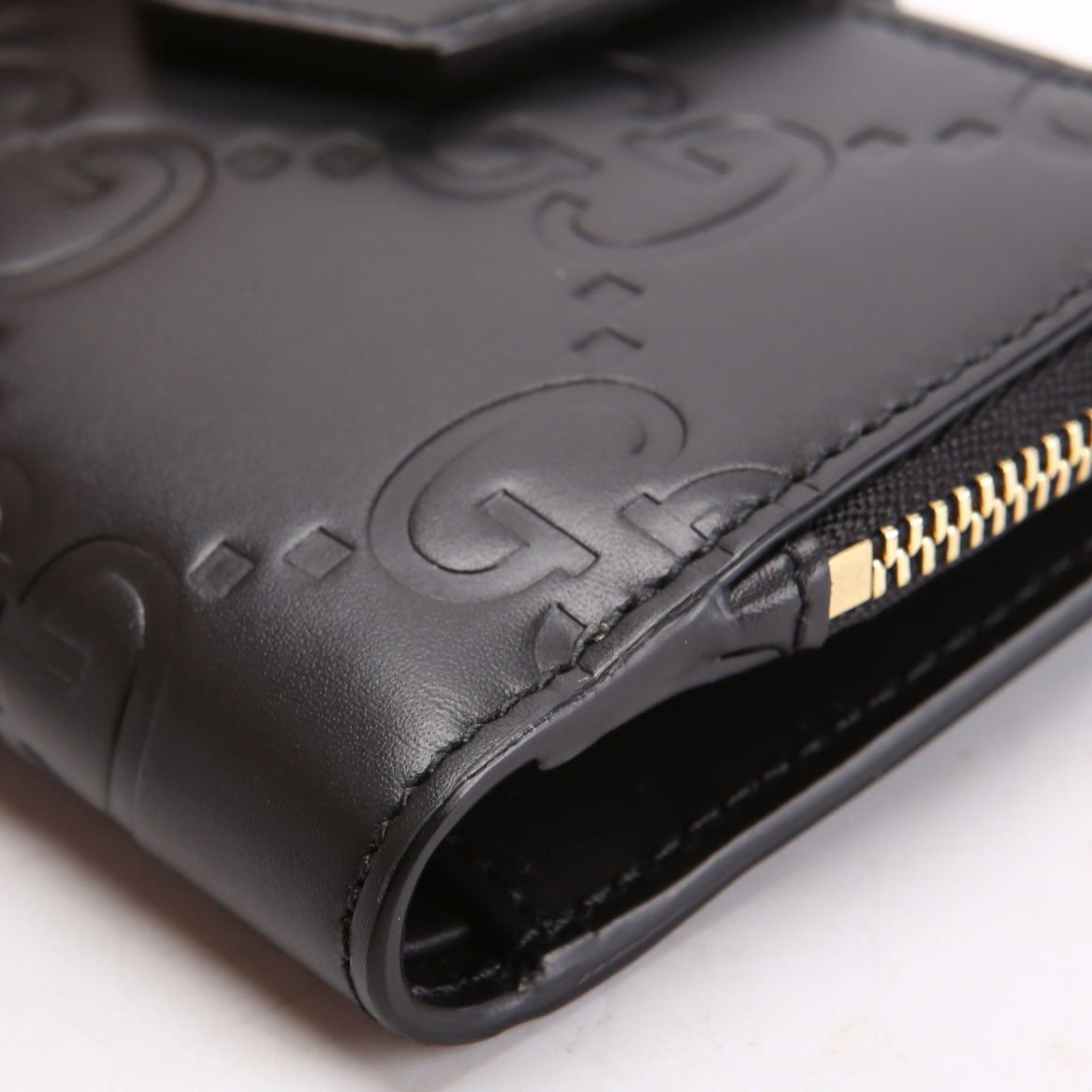 Gucci 790131 Jumbo GG Leather Medium Bifold Wallet Black