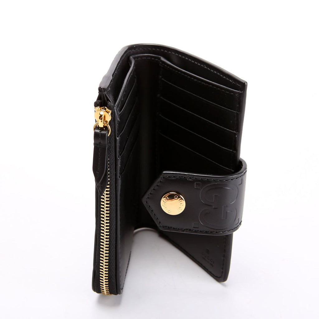 Gucci 790131 Jumbo GG Leather Medium Bifold Wallet Black