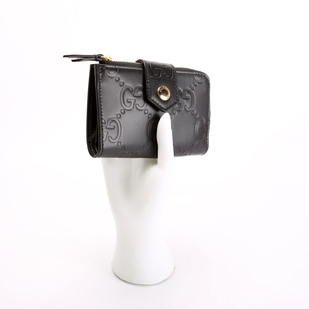 Gucci 790131 Jumbo GG Leather Medium Bifold Wallet Black