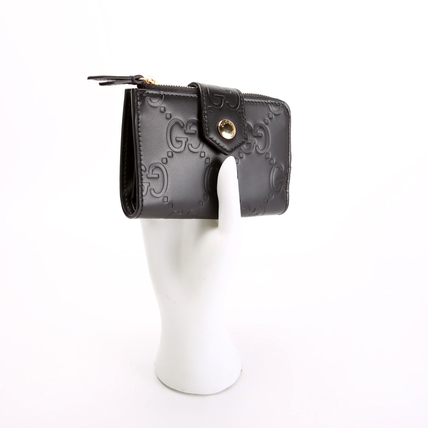 Gucci 790131 Jumbo GG Leather Medium Bifold Wallet Black