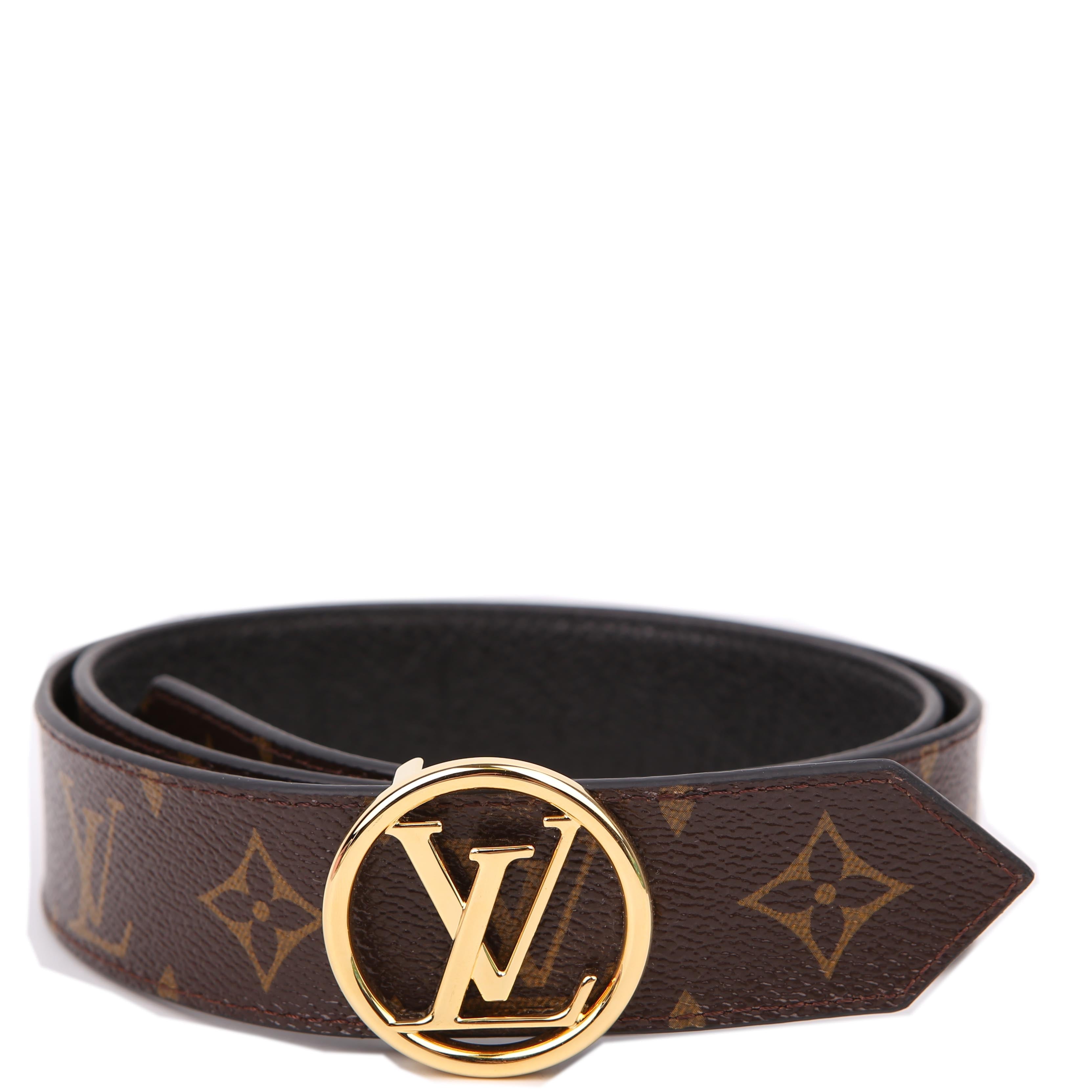 Louis Vuitton LV Circle 35MM Reversible Leather/Monogra Belt Size 80/32