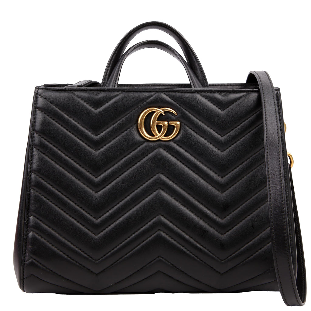 Gucci 448054 Marmont Medium Top Handle Black