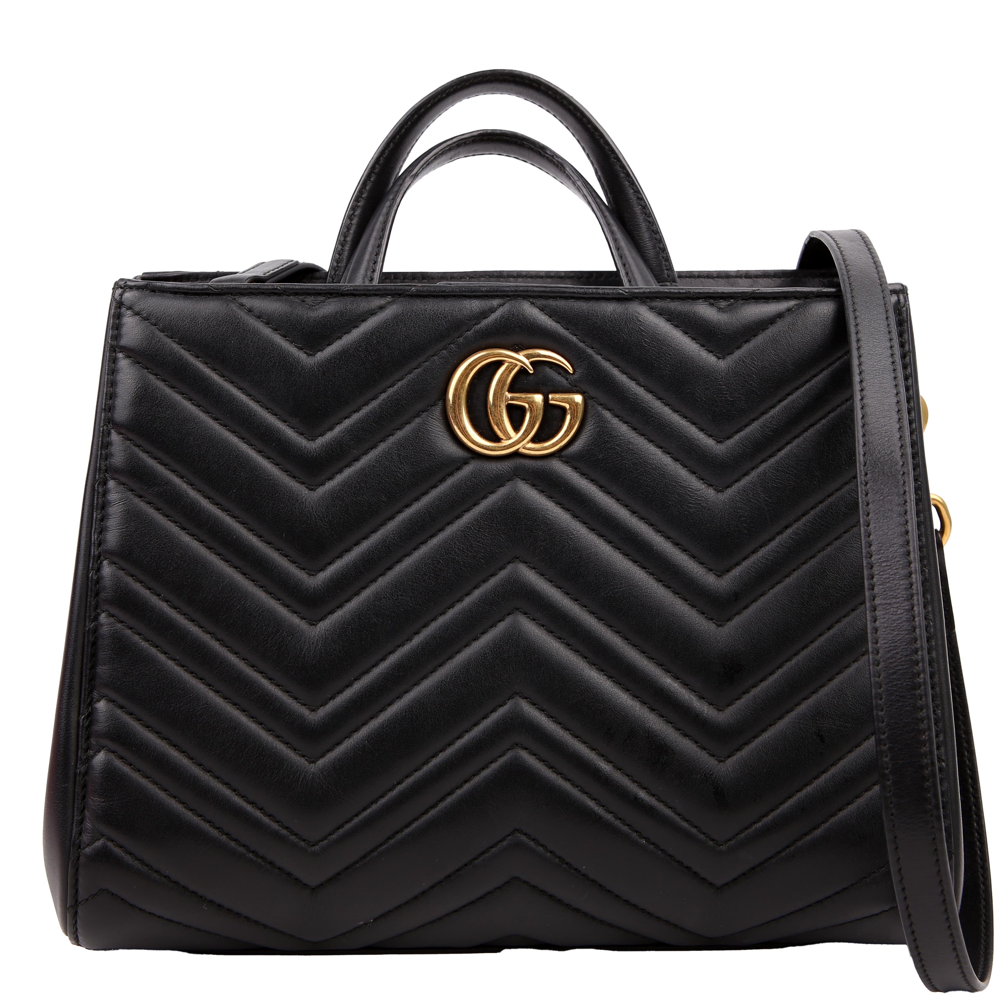 Gucci 448054 Marmont Medium Top Handle Black