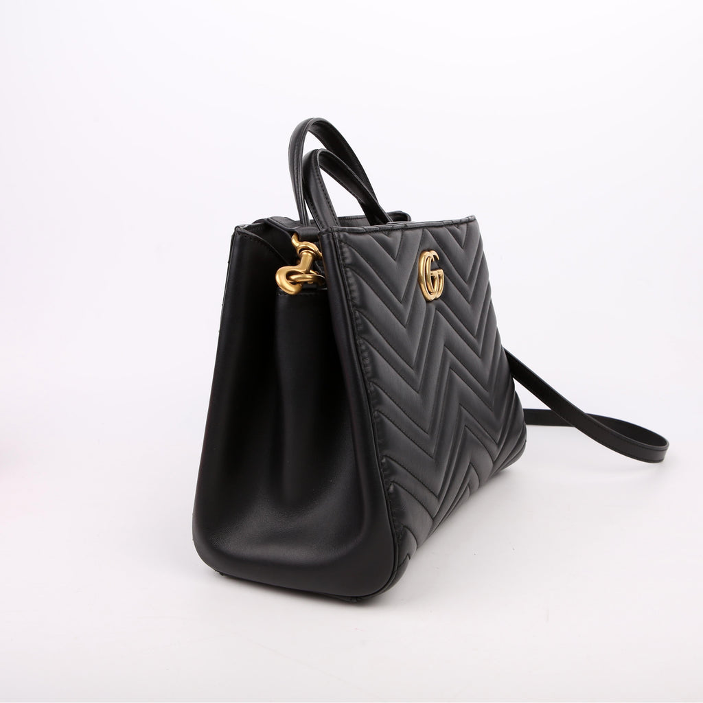 Gucci 448054 Marmont Medium Top Handle Black