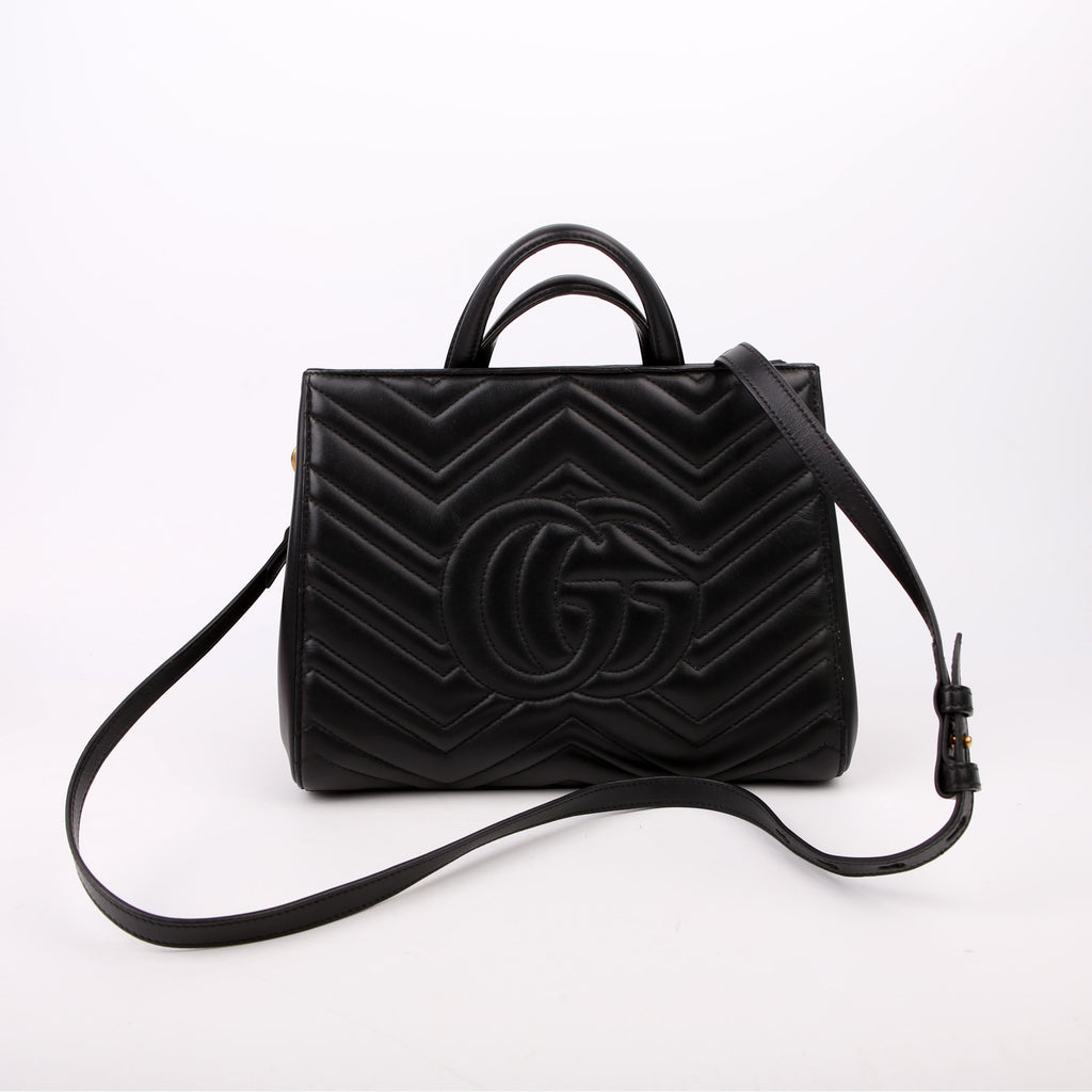 Gucci 448054 Marmont Medium Top Handle Black