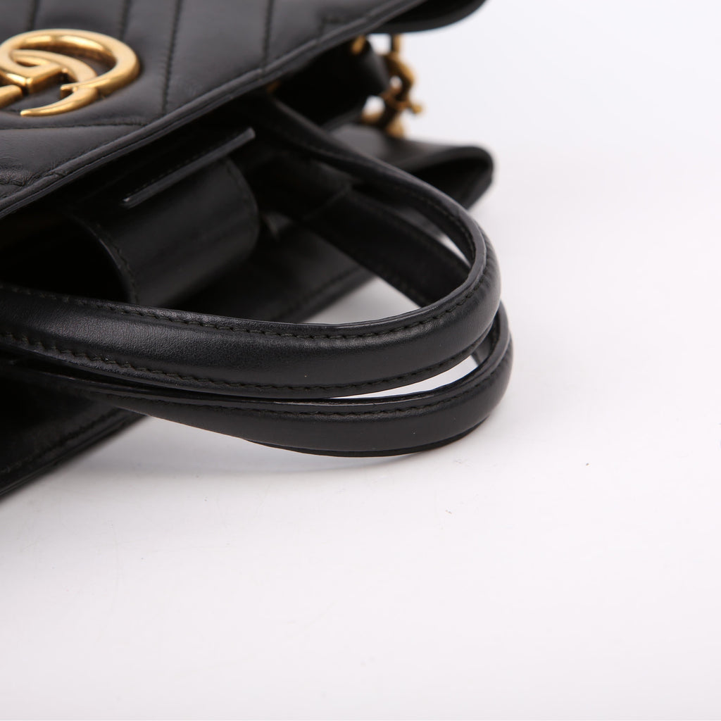 Gucci 448054 Marmont Medium Top Handle Black