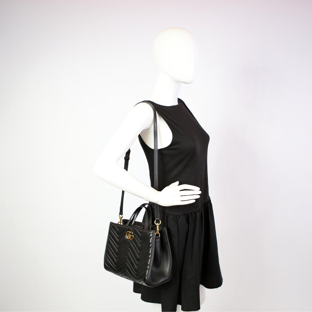 Gucci 448054 Marmont Medium Top Handle Black