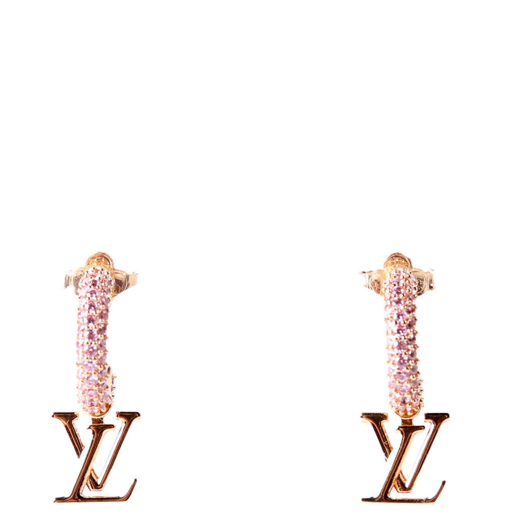 Louis Vuitton LV Iconic Hoops With Crystals Earrings Pink/Gold