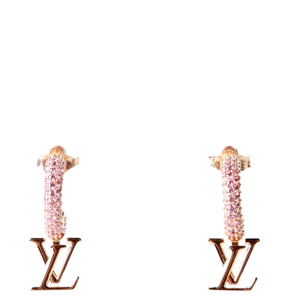 Louis Vuitton LV Iconic Hoops With Crystals Earrings Pink/Gold