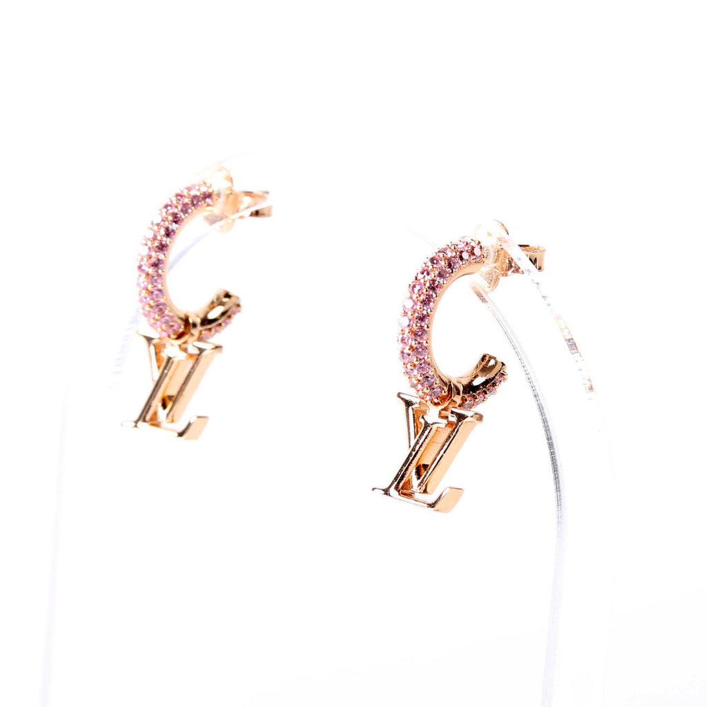 Louis Vuitton LV Iconic Hoops With Crystals Earrings Pink/Gold