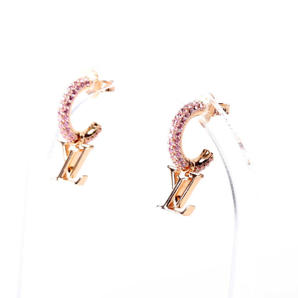 Louis Vuitton LV Iconic Hoops With Crystals Earrings Pink/Gold