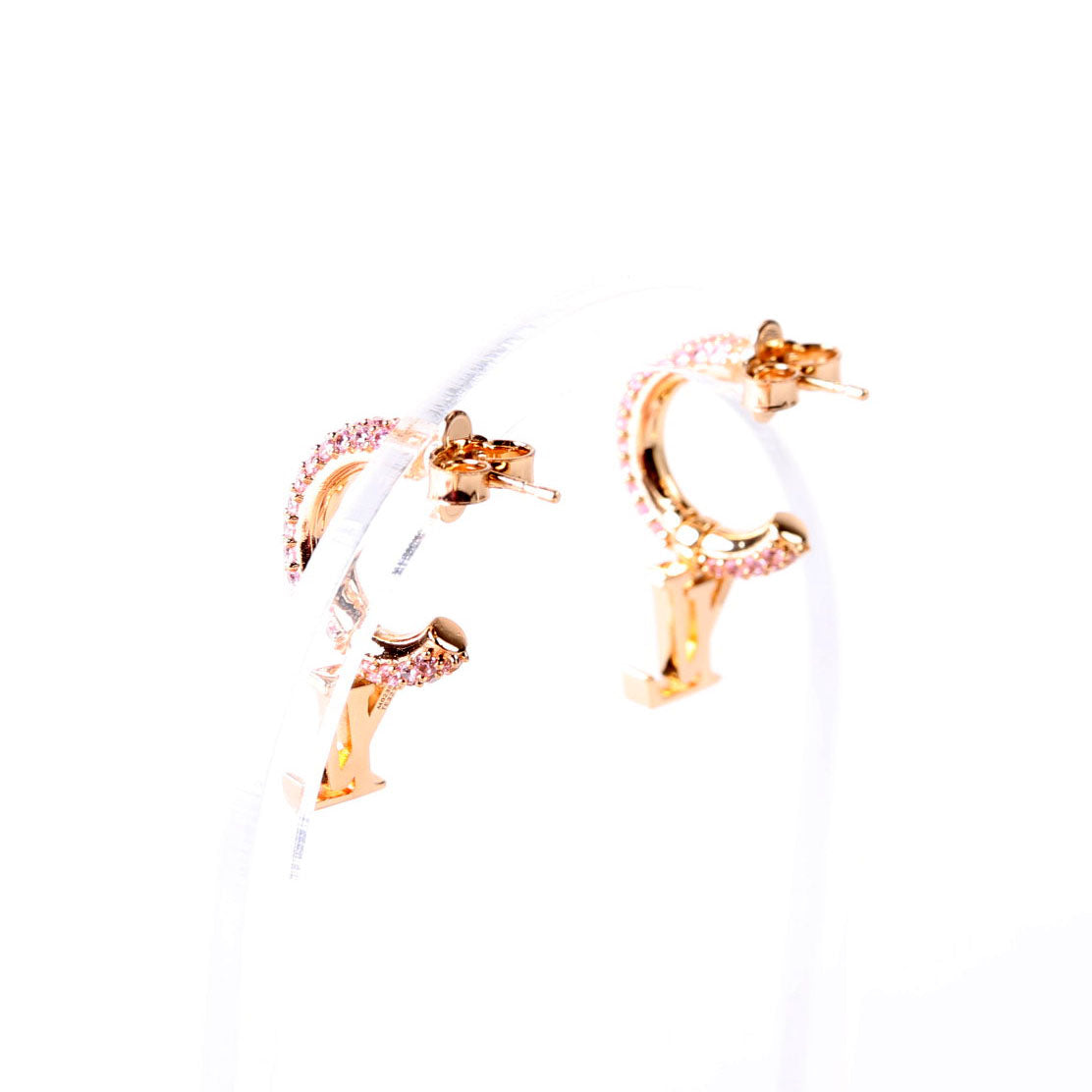 Louis Vuitton LV Iconic Hoops With Crystals Earrings Pink/Gold