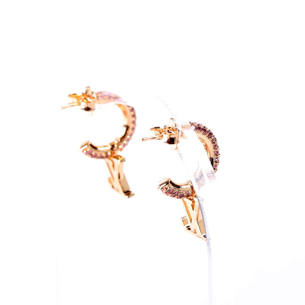 Louis Vuitton LV Iconic Hoops With Crystals Earrings Pink/Gold
