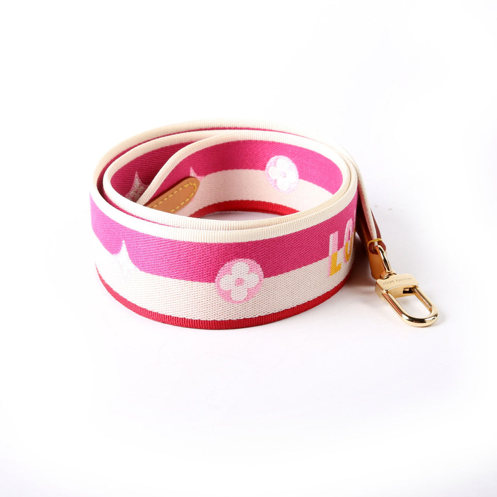 Louis Vuitton Jacquard Logo Shoulder 45MM Strap Pink/Beige