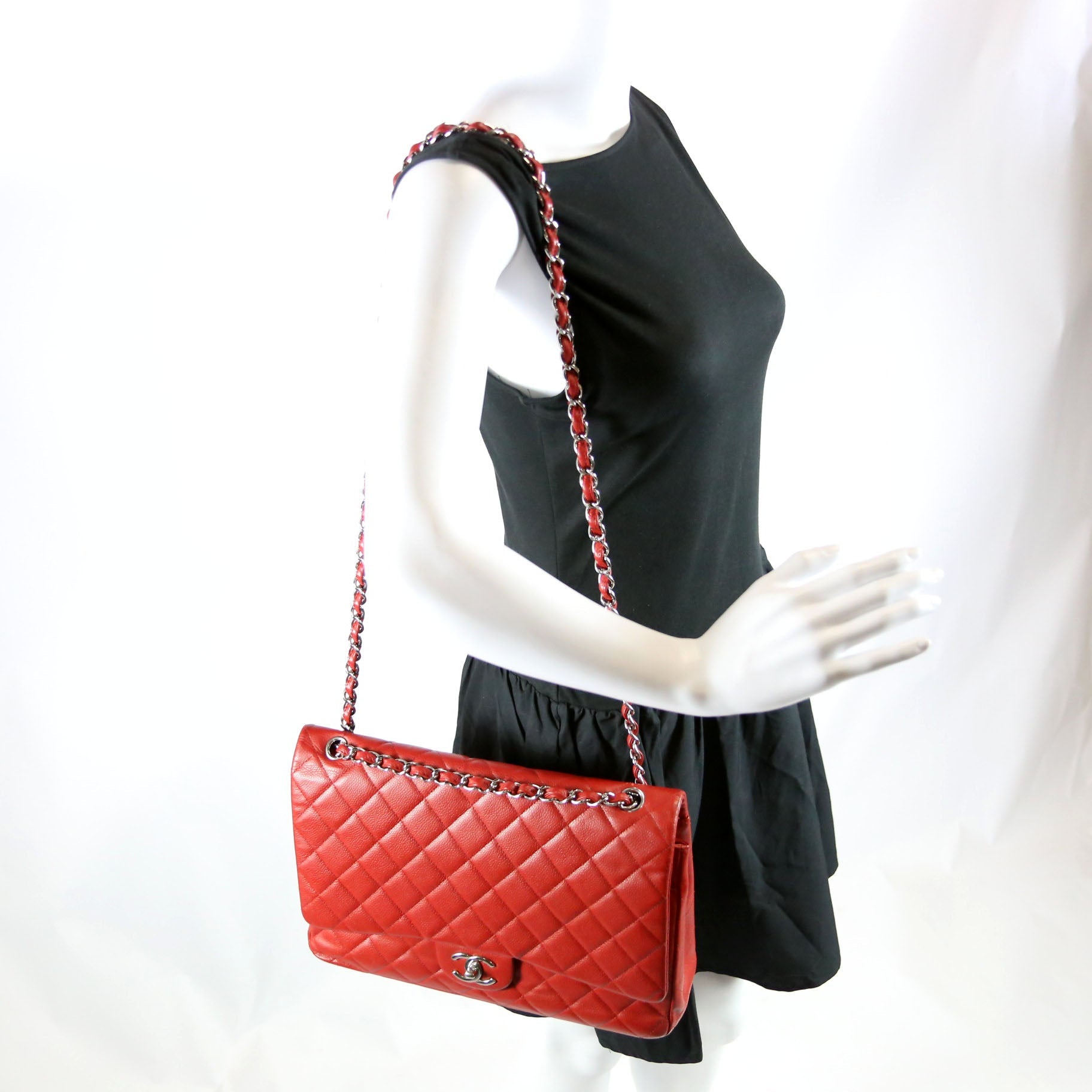 Chanel Classic Flap Max Caviar 18M Red