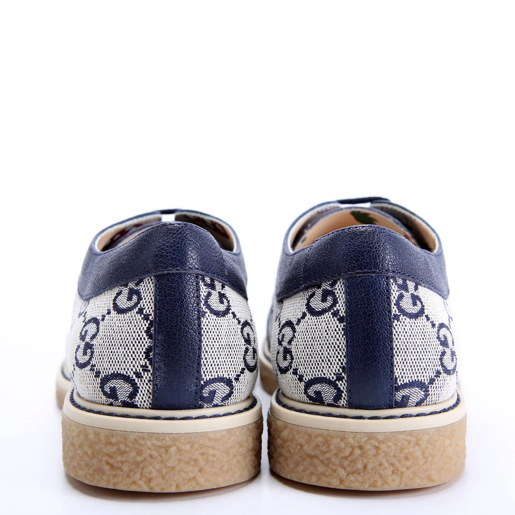 Gucci GG Canvas Lace-Up Brogue Oxfords Size 35 Blue