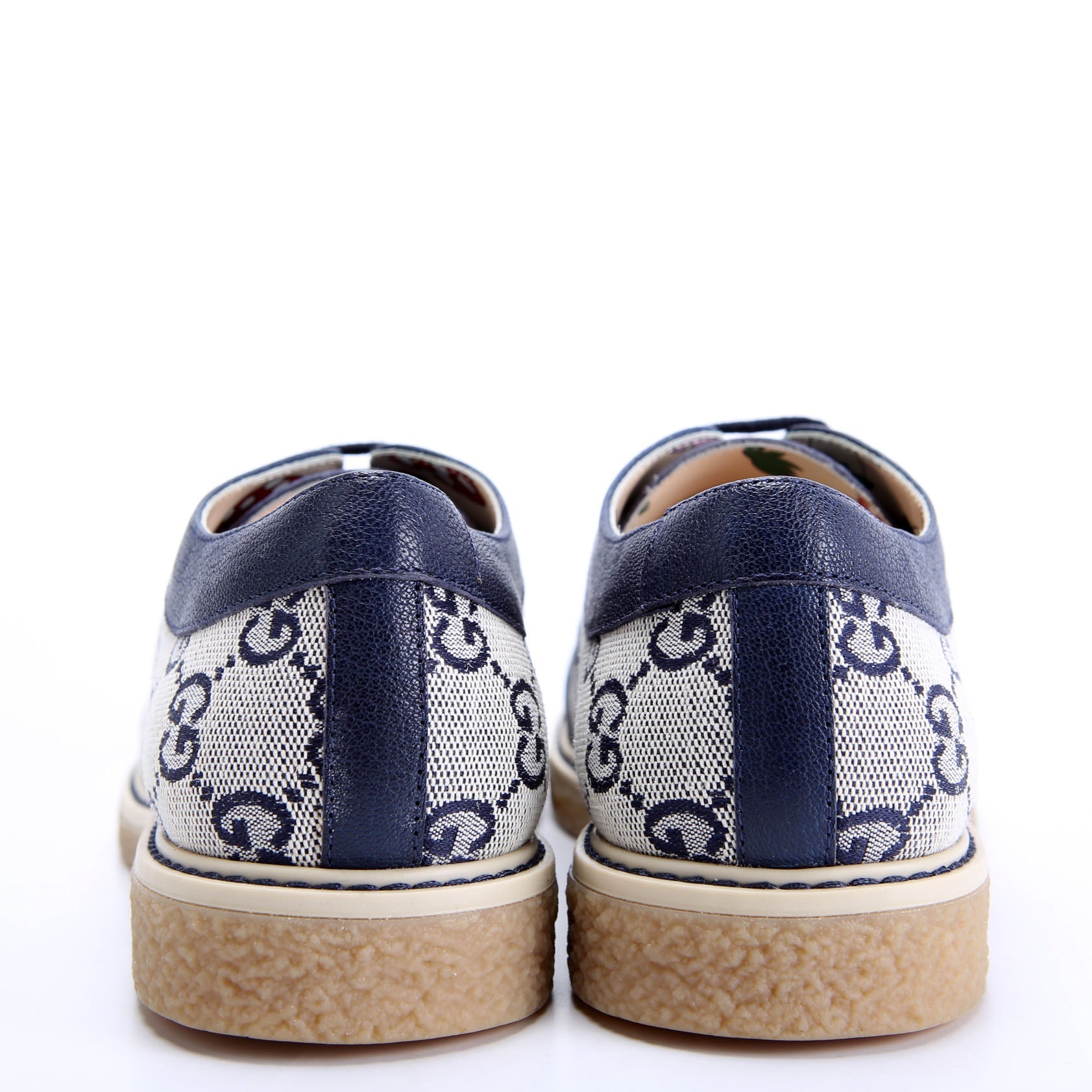 Gucci GG Canvas Lace-Up Brogue Oxfords Size 35 Blue