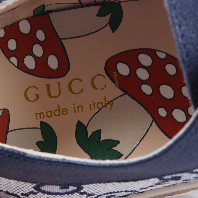 Gucci GG Canvas Lace-Up Brogue Oxfords Size 35 Blue