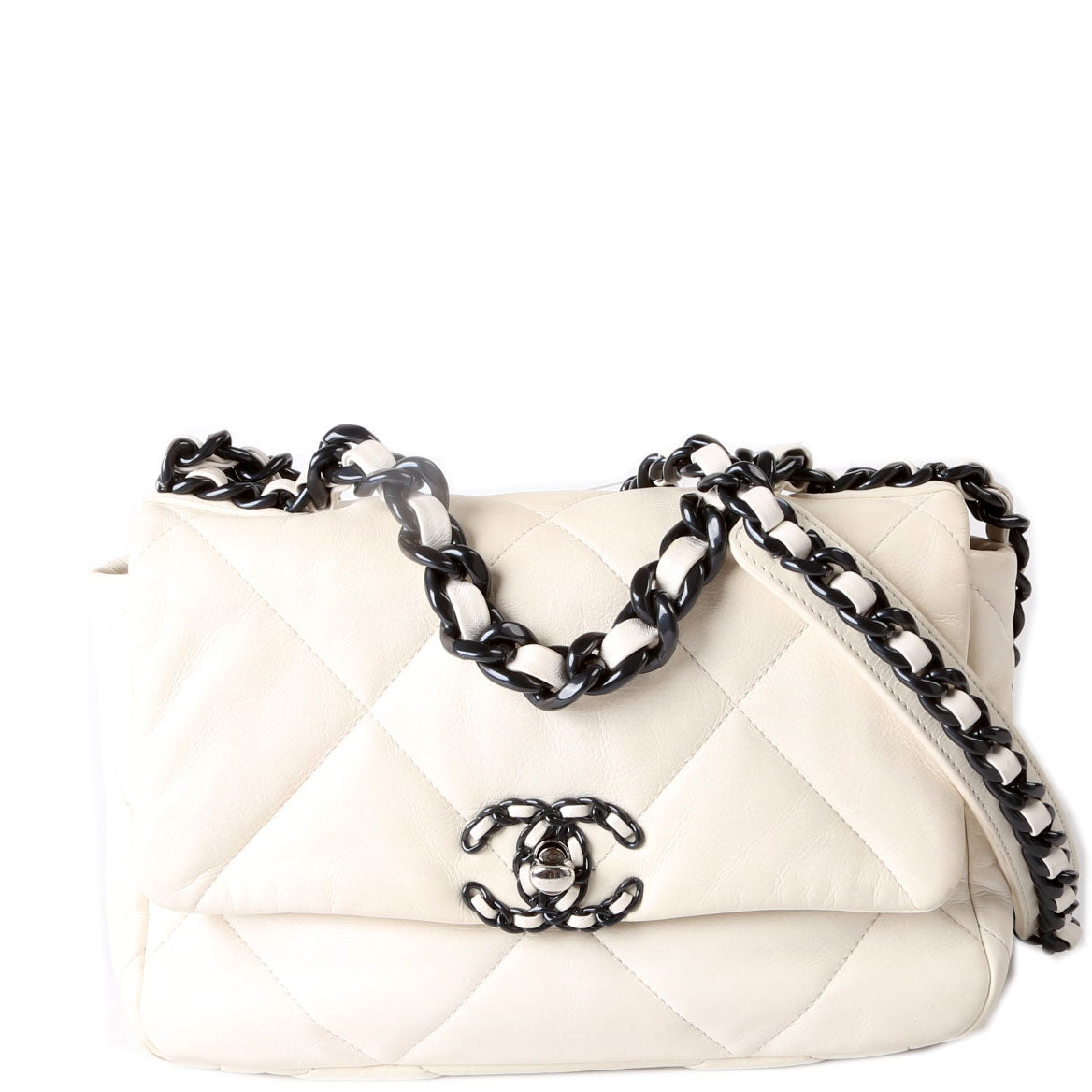 Chanel Quilted Lambskin 19 Small Flap RFID White