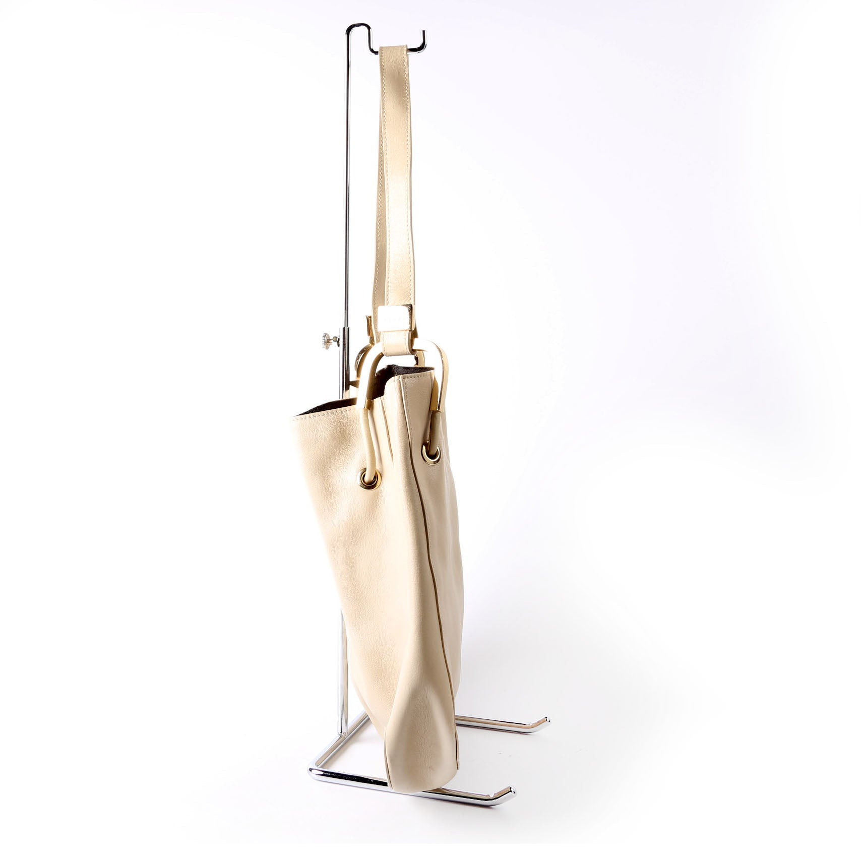 Gucci 001.3748 Leather Drawstring Hobo Beige/Black