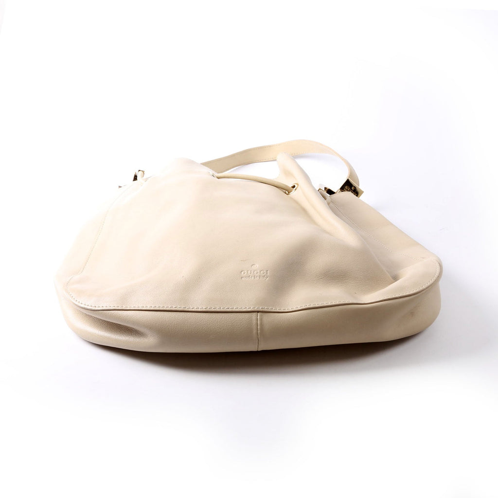Gucci 001.3748 Leather Drawstring Hobo Beige/Black