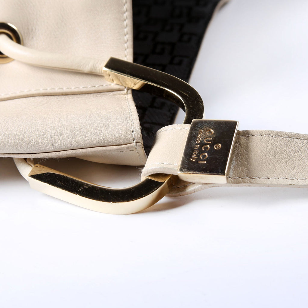 Gucci 001.3748 Leather Drawstring Hobo Beige/Black