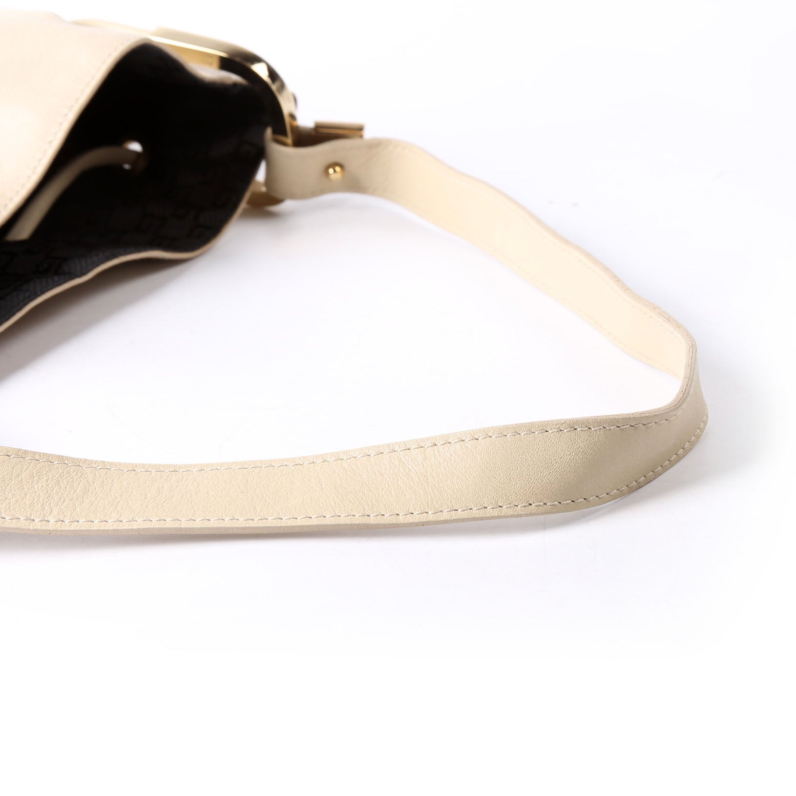 Gucci 001.3748 Leather Drawstring Hobo Beige/Black