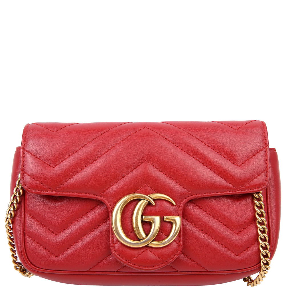Gucci 476433 Marmont Leather Super Mini Flap Red