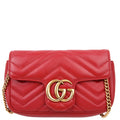 Gucci 476433 Marmont Leather Super Mini Flap Red