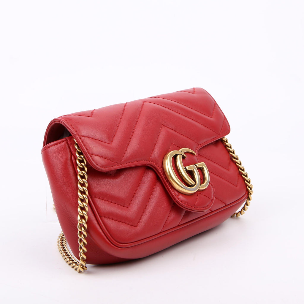 Gucci 476433 Marmont Leather Super Mini Flap Red